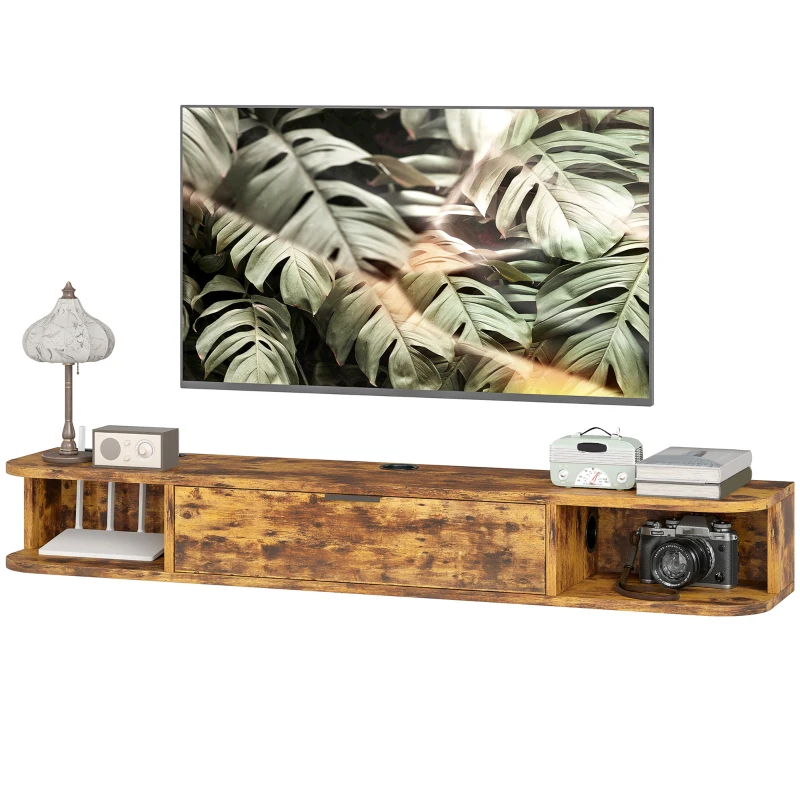 HOMCOM 120 cm Floating TV Unit for TVs up to 50 Inch - Rustic Brown