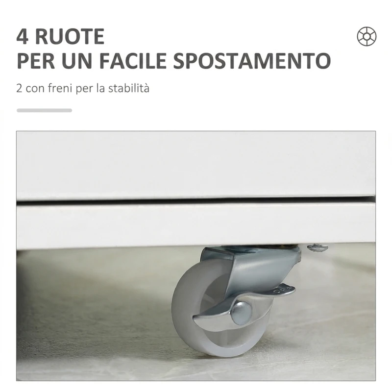 Vinsetto Schedario da Ufficio con 7 Cassetti, Ruote a Freno, Cassettiera Scrivania per Lettera/Formato A4/Legale, Bianco