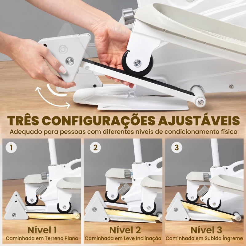 SPORTNOW Bicicleta Elíptica 3 em 1 Silenciosa com Assento Resistência Magnética Ajustável Ecrã LCD Compatível com App Branca