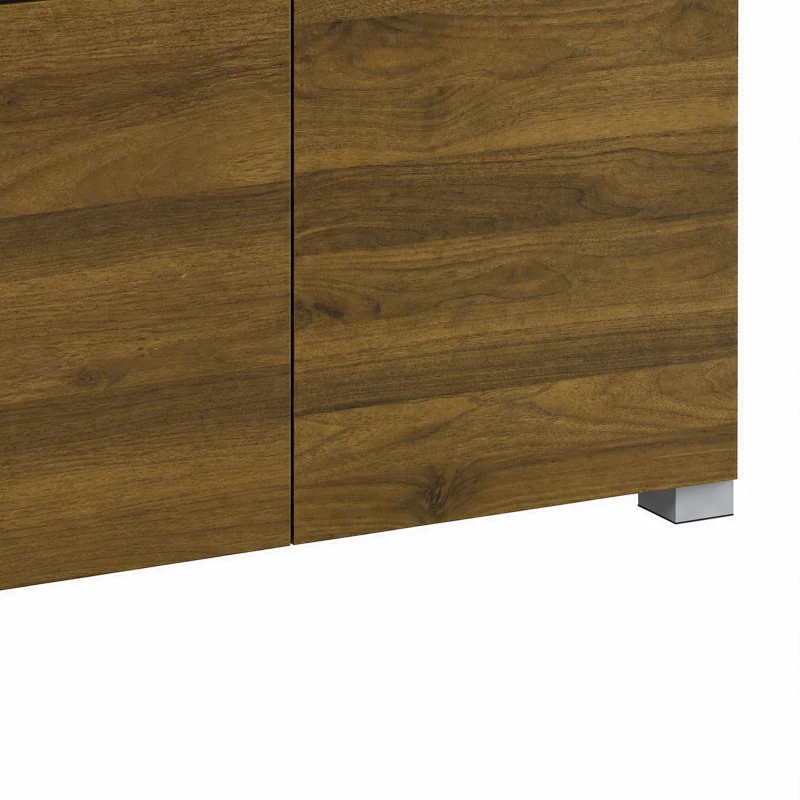 HOMCOM Meuble TV Suspendu ou sur Pied 160 cm pour Téléviseur 65 Pouces, Porte à fermeture, Passe-câbles, Noyer