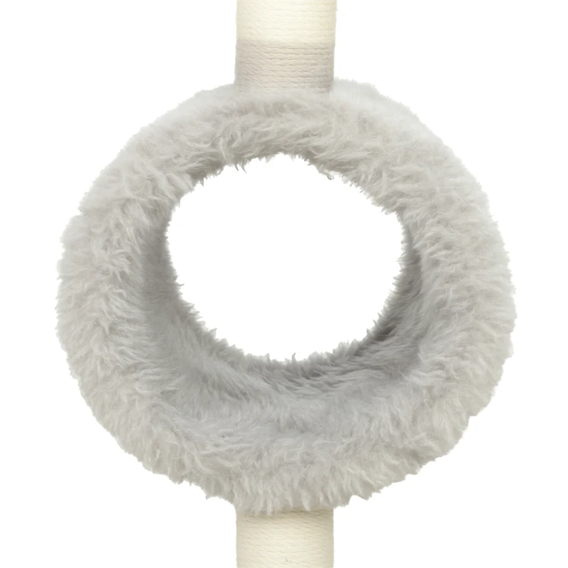 PawHut Kattenboom in schaapdesign met krabpalen, tunnel en speelgoed, 98 cm, lichtgrijs