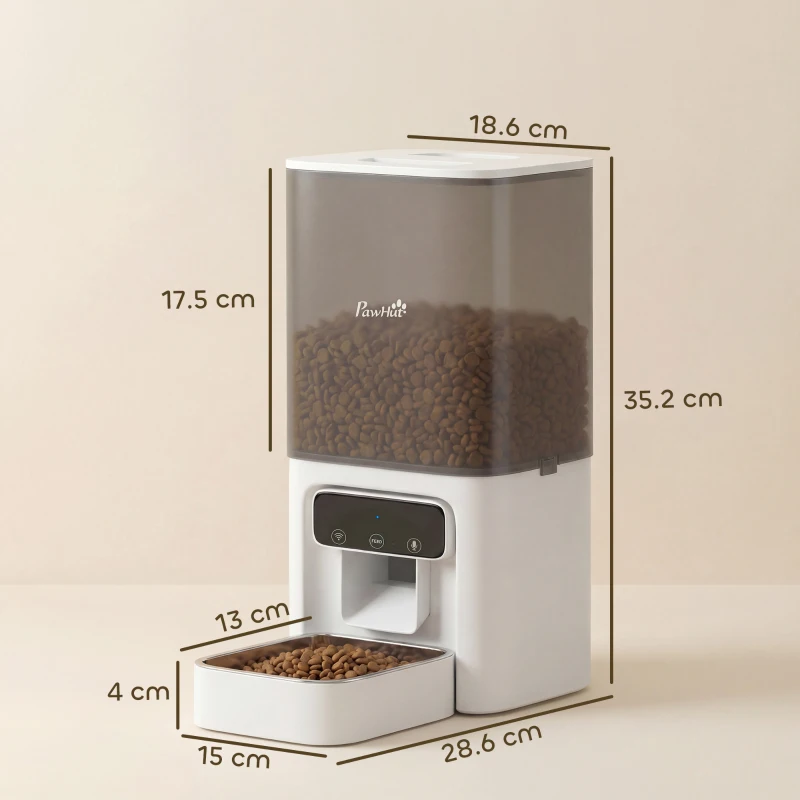 PawHut Automatic Cat Feeder, 4.5L WiFi Cat Food Dispenser with Timer, Programmable 1-10 Meals, Auto Pet Feeder