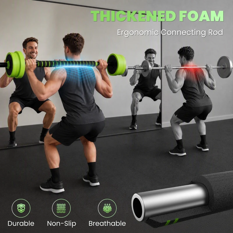 SPORTNOW 20kg Four-In-One Adjustable Weight Dumbbells Set, Barbell, Kettlebell, Push Up Stand - Green