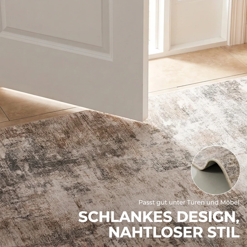 HOMCOM Woonkamerkleed van polyester met modern kunstzinnig patroon, wasbaar, bruin