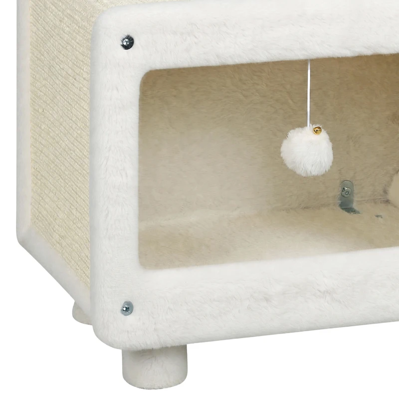 PawHut Kattenhuis in tv-design met hangmat en speelbal, sisal krabmat, voor katten tot 7 kg, 50 x 33 x 42 cm