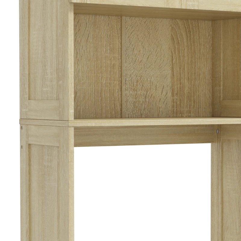 HOMCOM Móvel WC acima da Sanita/Máquina de Lavar com Armário de Duas Portas de Ripas 67x31,5x190 cm Carvalho