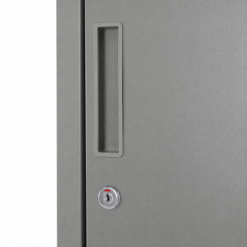 Vinsetto Armadietto 4 Ripiani 2 Porte Chiusura di Sicurezza Ufficio Garage Officina Acciaio Laminato a Freddo 38x46x180cm Grigio
