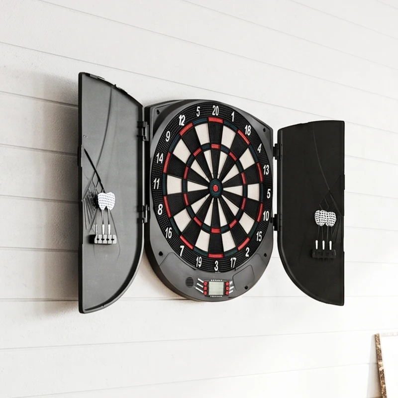 HOMCOM Bersaglio Freccette Elettronico per 8 Giocatori con 6 Freccette, Schermo LCD, 2 Porte e 26 Modalità di Gioco