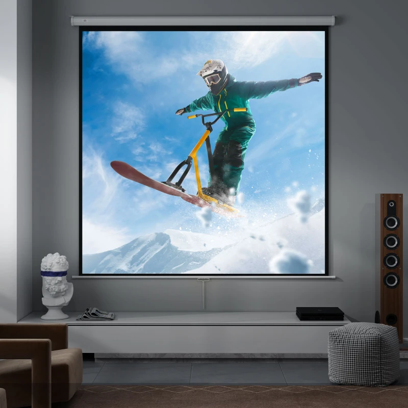 HOMCOM Ecran de Proiecție 120", Format 1:1, Unghi de Vizualizare 160° și Montare pe Tavan sau Perete