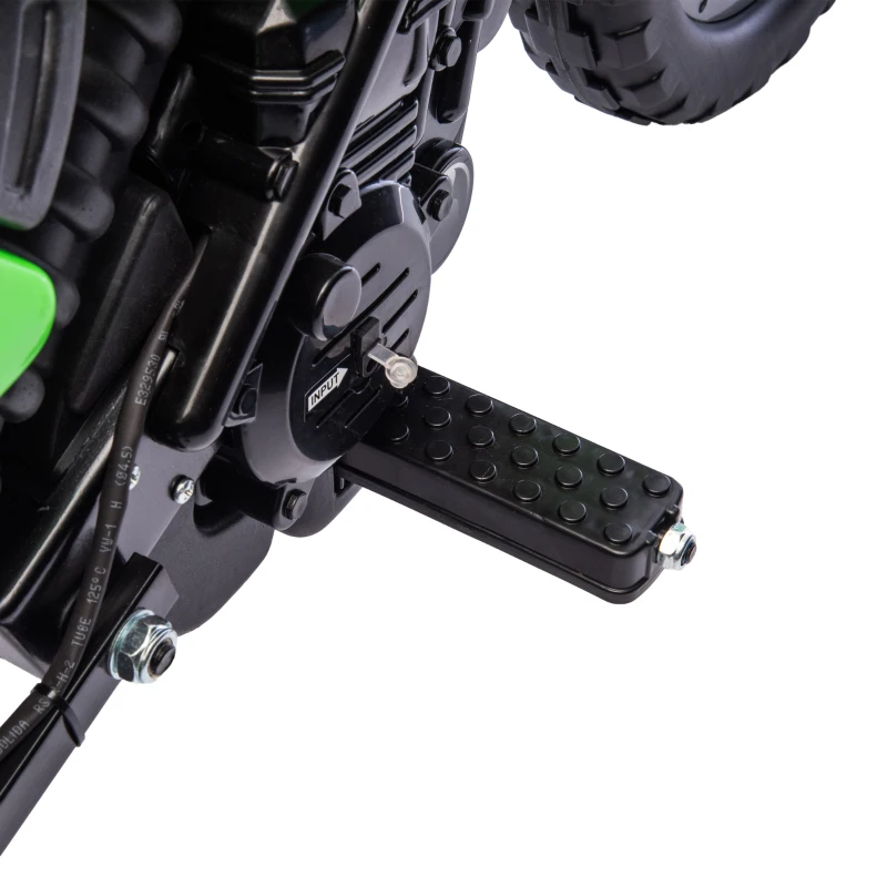 AIYAPLAY Moto Eléctrica Niños 12V con 2 Ruedas Auxiliares Desmontables 2 Motores Suspensión Trasera 3 km/h 3-6 Años Verde