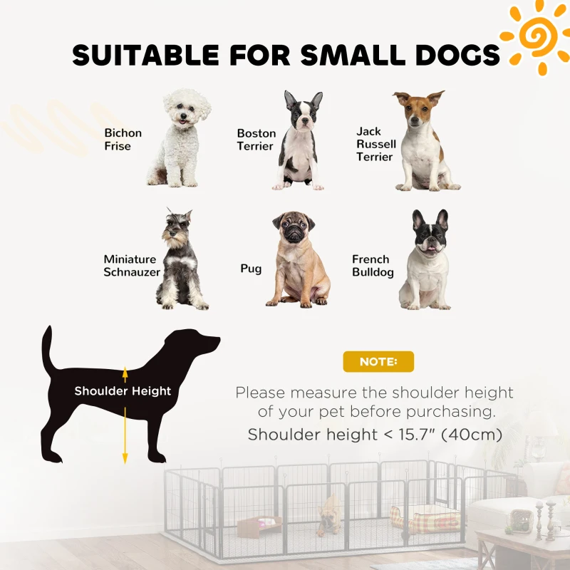PawHut Parc pour chien, parc pour animaux, 16 panneaux, clôture portable pliable, sécurisé, noir