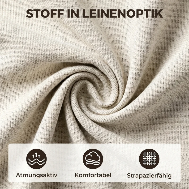 HOMCOM Bureaustoel zonder armleuningen, bureau- en kaptafelstoel in linnenlook, met dubbellaagse vulling en kantelfunctie, lichtgrijs
