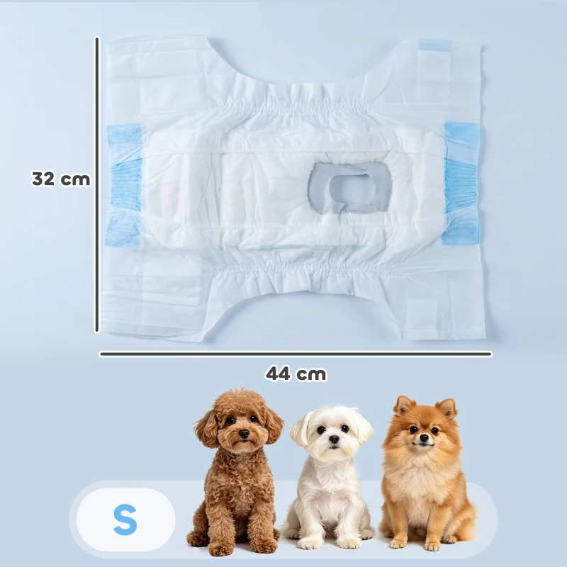 PawHut Disposable Dog Diapers Female for S Dogs Incontinence or Excitable Urination and Training 48 Count
