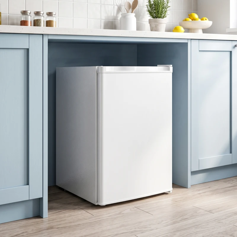 HOMCOM Mini-congelator 59 l, congelator de masă, balama ușă reversibilă, rafturi detașabile, temp. reglabilă, Alb