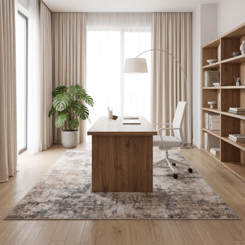HOMCOM Tapis de salon, polyester, motif artistique moderne, lavable, Brun