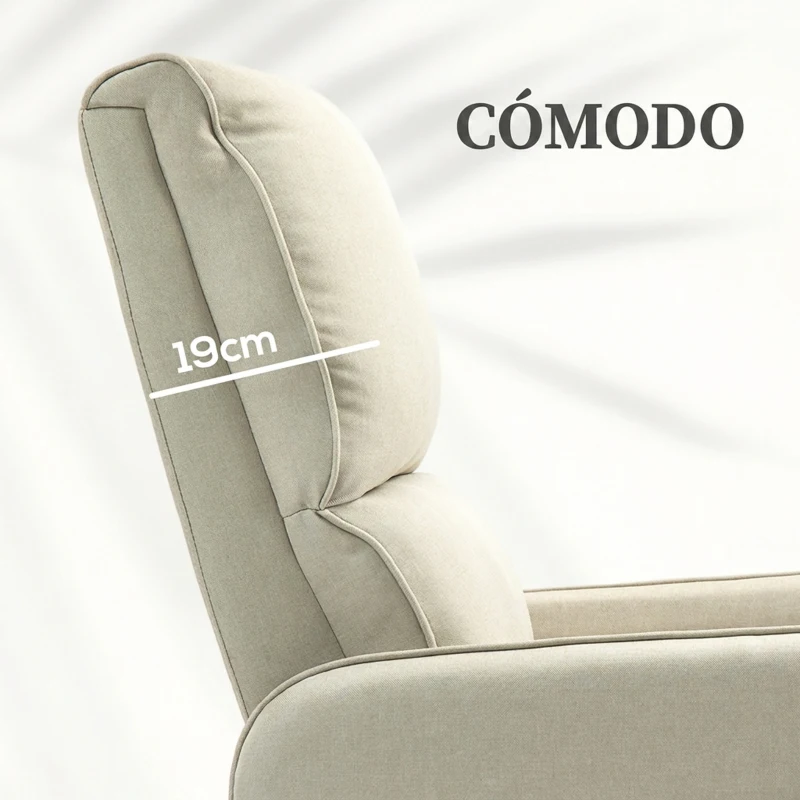 HOMCOM Sillón Relax Reclinable Eléctrico Levanta Personas de Tela Lino Control Remoto Asiento con Muelles Reposapiés Beige