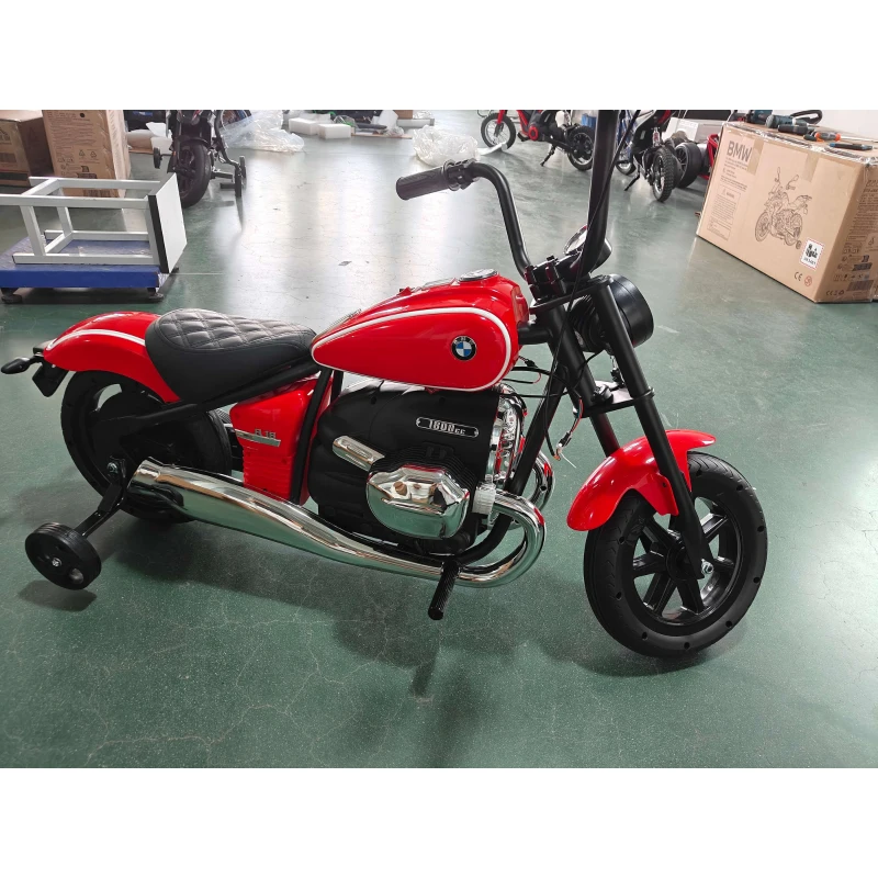 AIYAPLAY Moto Électrique Enfant 12V BMW R18, Batterie Lithium, 3-8 Ans, Rouges