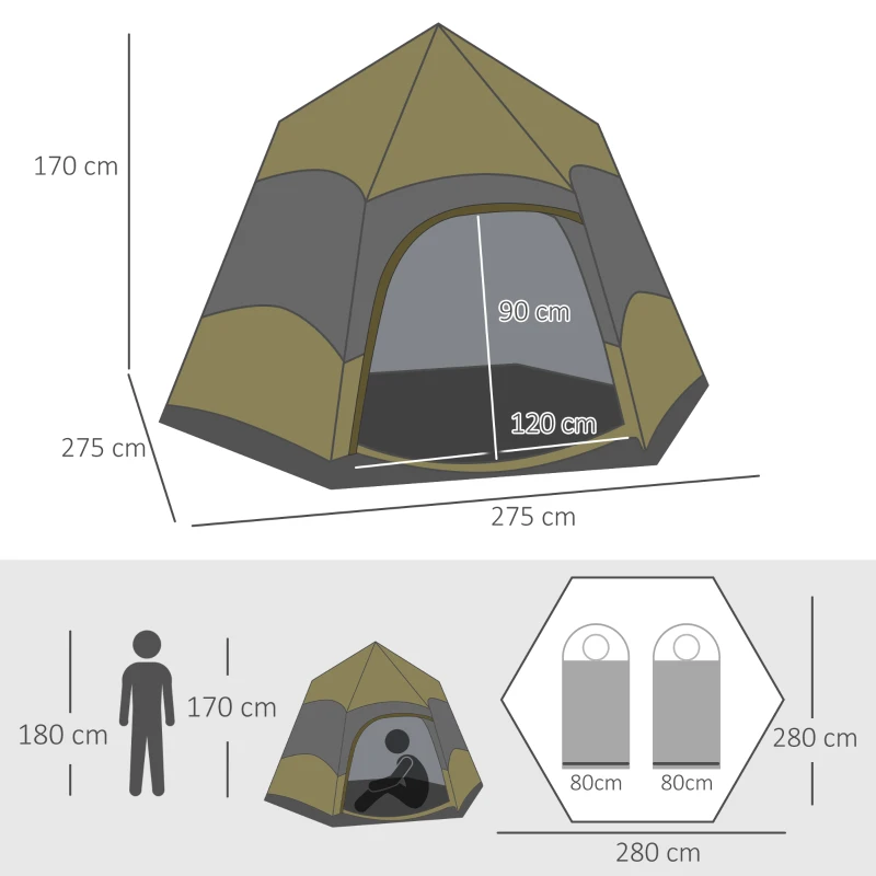 Outsunny 3 Man Instant Pop Up Tent with Rainfly, Portable Camping Shelter with Sewn-in Groundsheet, Carry Ba, Dark Green