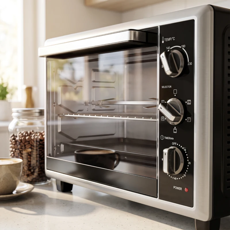 HOMCOM Mini-Four Électrique avec Broche Rotative 32L 1500W, Four à Convection Multifonction, Chaleur Tournante, Minuterie, Noir