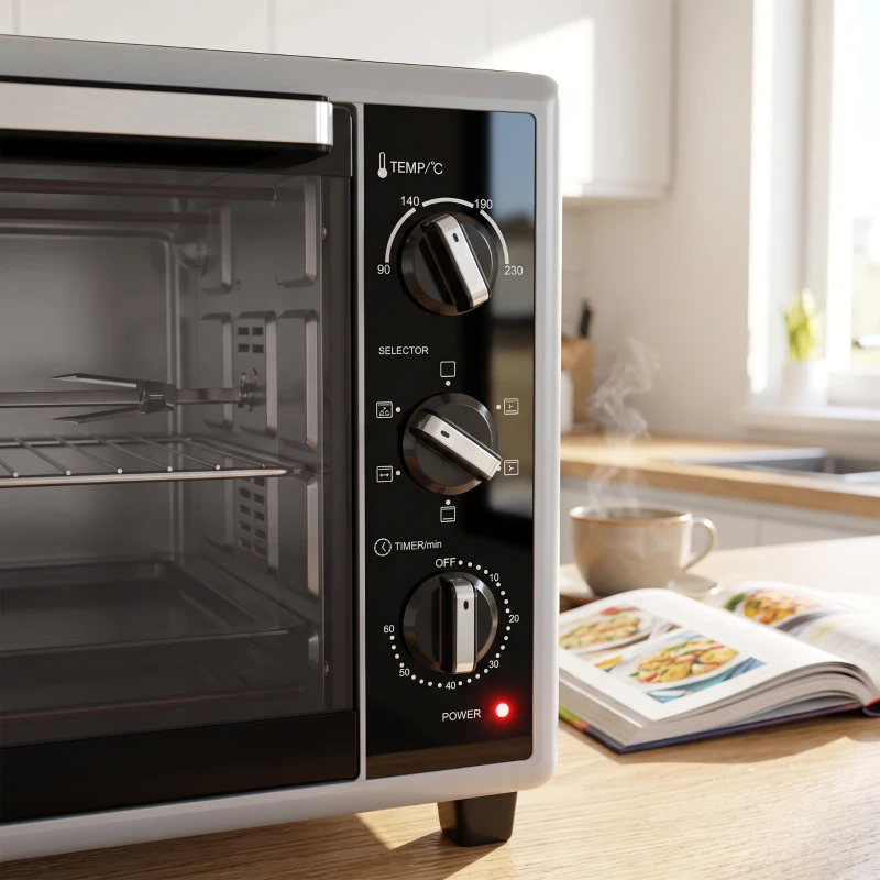 HOMCOM Mini-Four Électrique avec Broche Rotative 32L 1500W, Four à Convection Multifonction, Chaleur Tournante, Minuterie, Noir