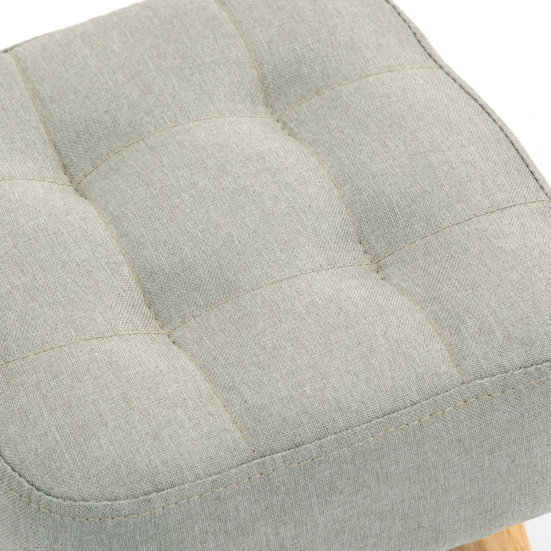 HOMCOM Repose pied salon ottoman siège rembourré en tissu avec pieds en bois 27 x 27 x 26 cm gris clair