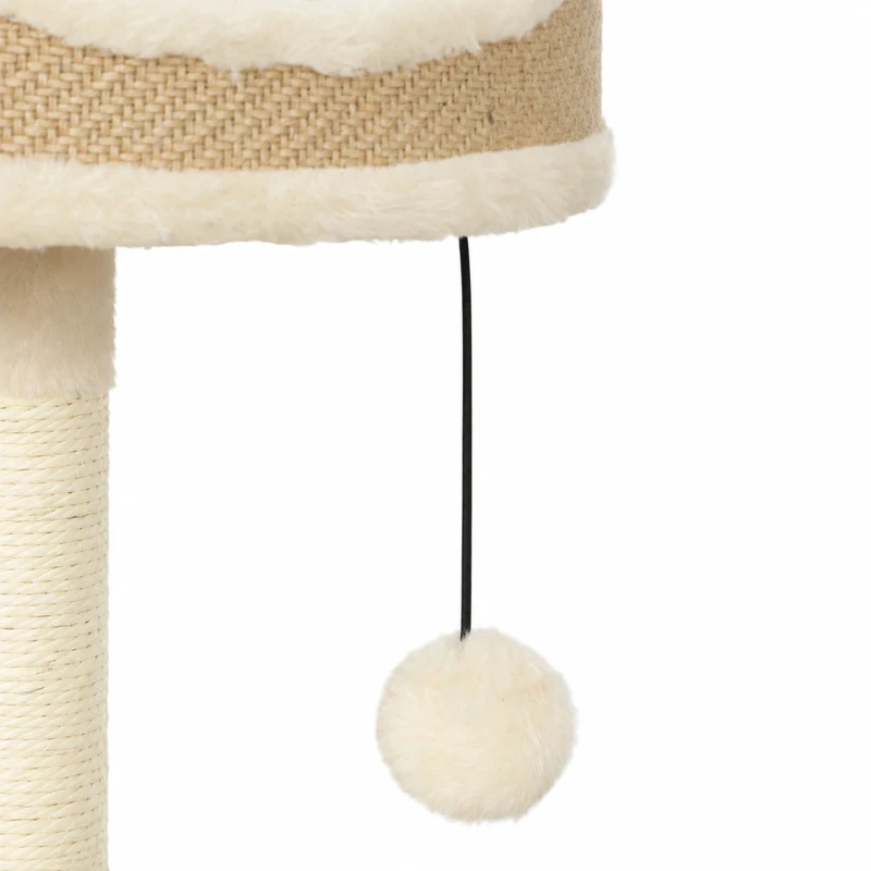 PawHut Árbol para Gatos Diseño Moderno Estilo Trenzado con Rascador 4 Niveles Caseta de Junco Percha en Yute 87 cm Beige