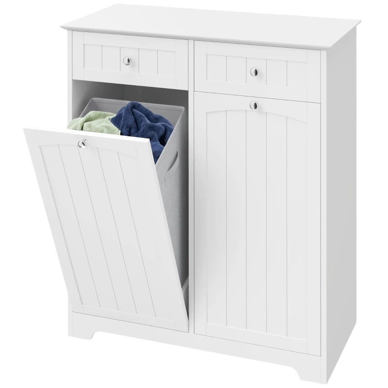 HOMCOM Móvel de Banheiro Salva-Espaço com 2 Gavetas e 2 Cestos Branco