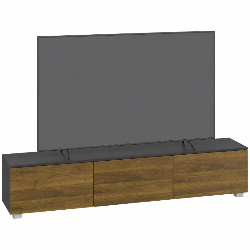 HOMCOM Corp TV suspendat sau pe picior 160 cm pentru televizoare 165,1 cm, uși cu închidere, treceri pentru cabluri, nuc