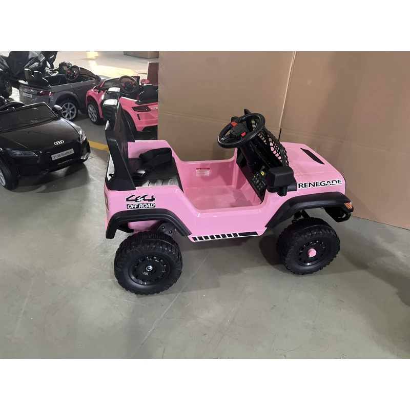 AIYAPLAY Todo-o-terreno Elétrico Infantil 12V, Bateria de Lítio, 2 Motores, Suspensões, Controlo Remoto, 2-4 Anos, Rosa