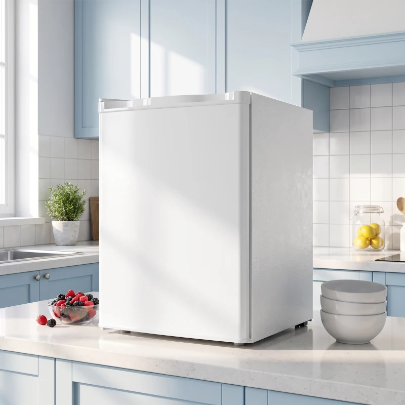 HOMCOM Mini-congelator 59 l, congelator de masă, balama ușă reversibilă, rafturi detașabile, temp. reglabilă, Alb
