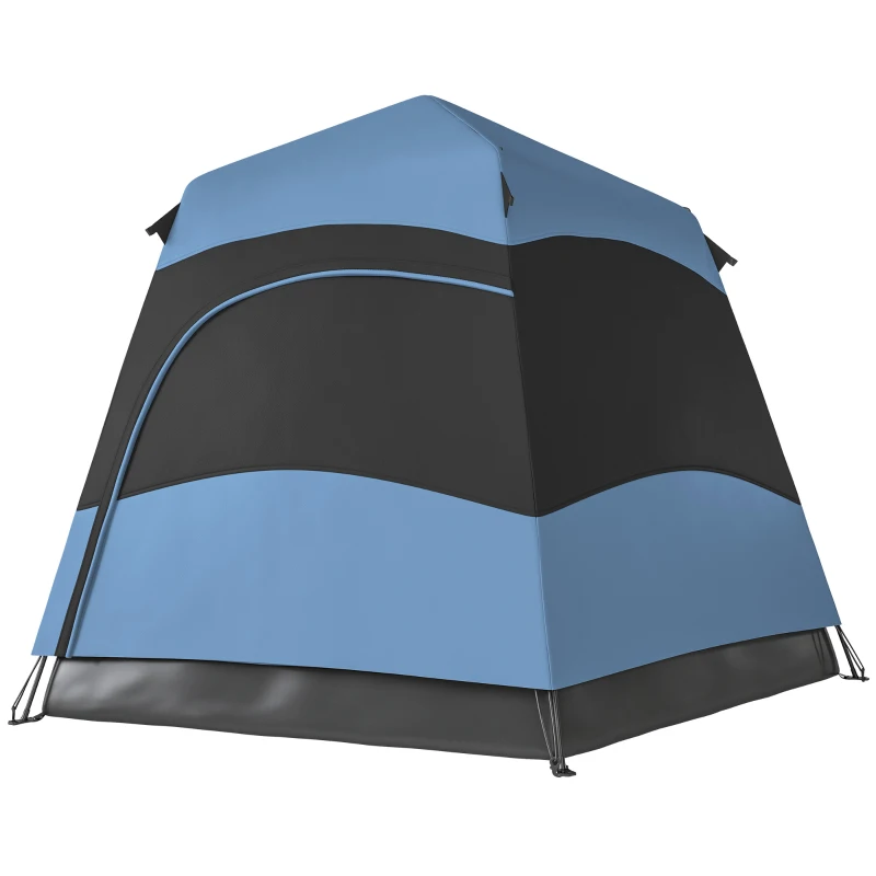 Outsunny 3 Man Instant Pop Up Tent with Rainfly, Portable Camping Shelter with Sewn-in Groundsheet, Carry Bag, Blue