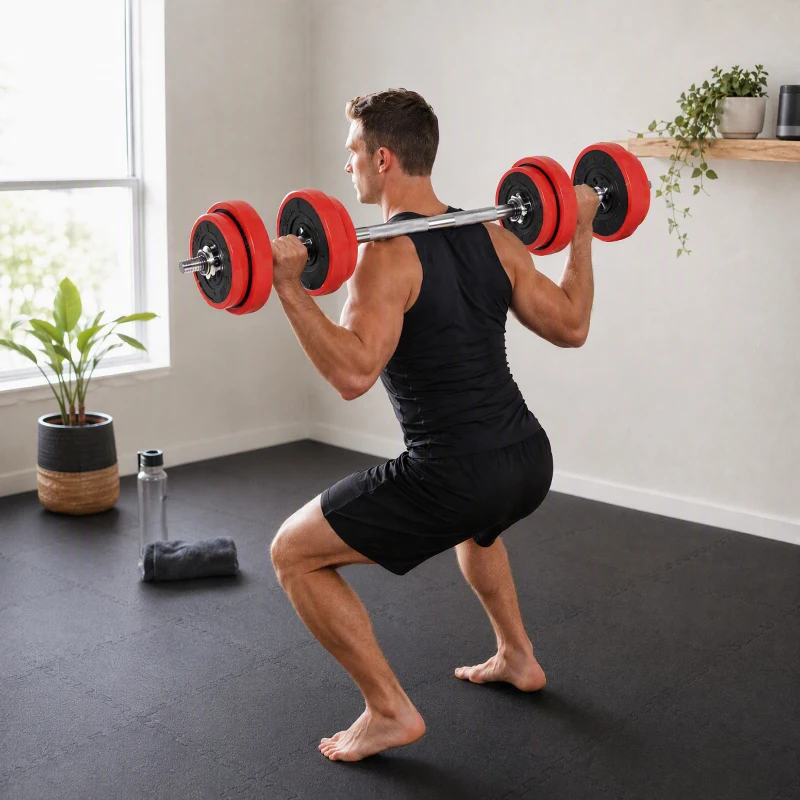 HOMCOM Haltères de 20 kg ensemble d'haltères musculation réglable avec barre d'extension pour entraînement musculaire et haltérophilie