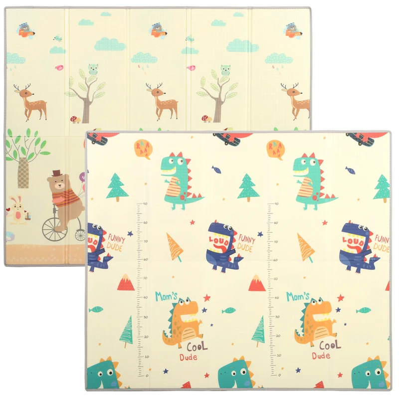 AIYAPLAY Foldable Reversible Baby Play Mat 180 x 150 cm, Waterproof, Non-Slip for Crawling and Learning, Animals & Forest Theme