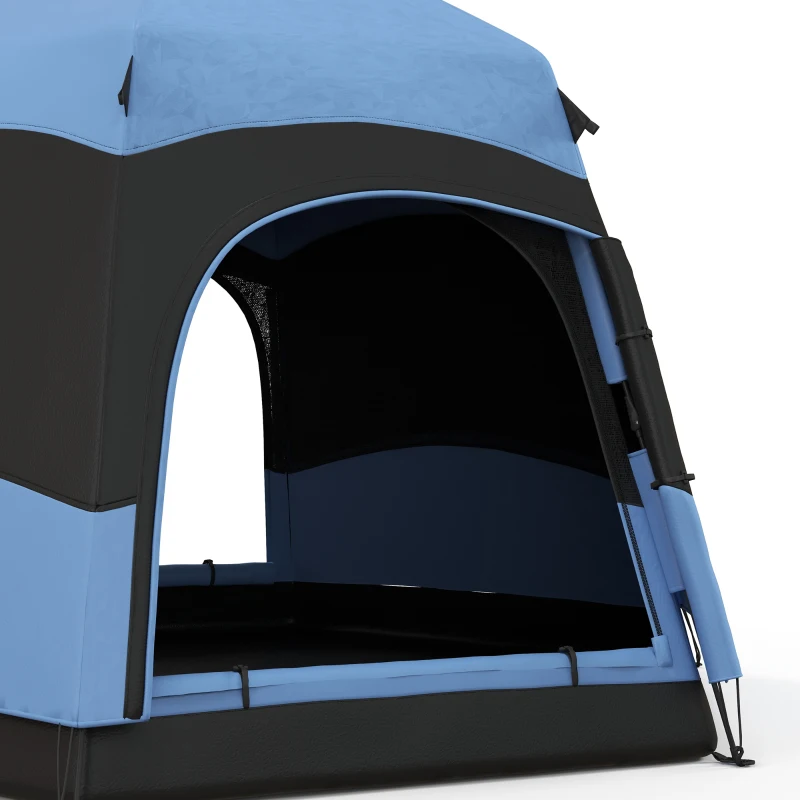Outsunny 3 Man Instant Pop Up Tent with Rainfly, Portable Camping Shelter with Sewn-in Groundsheet, Carry Bag, Blue