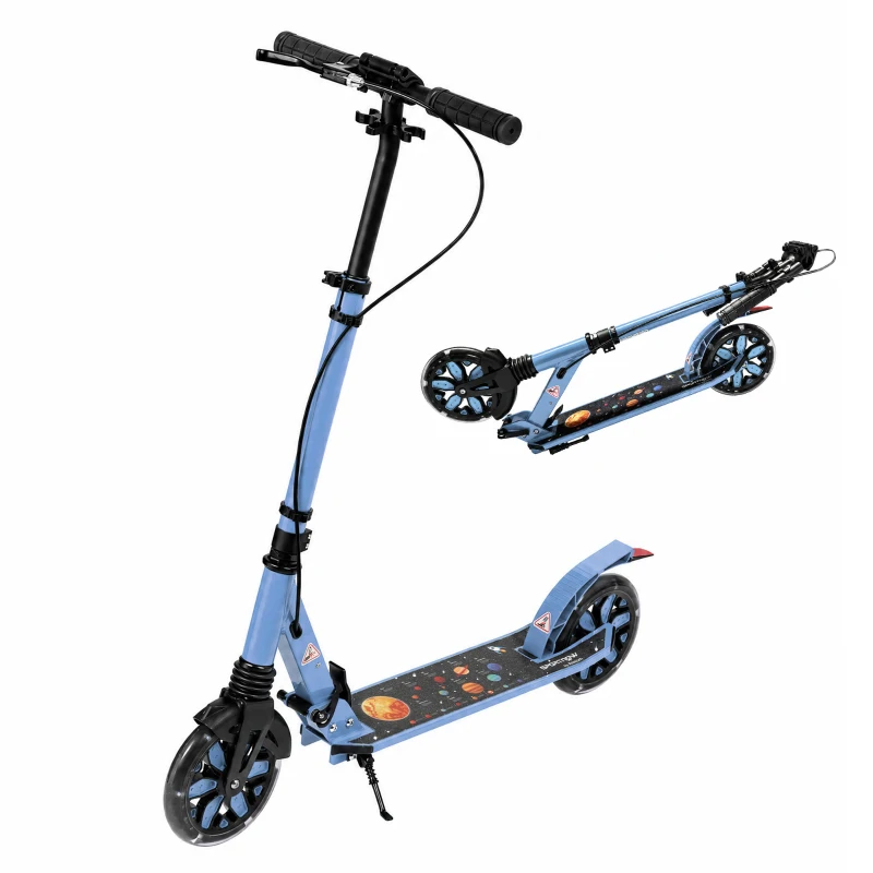 SPORTNOW Klappbarer Tretroller für Erwachsene aus Aluminium mit verstellbarem Lenker Räder mit Beleuchtung Vordämpfung Doppelbremse