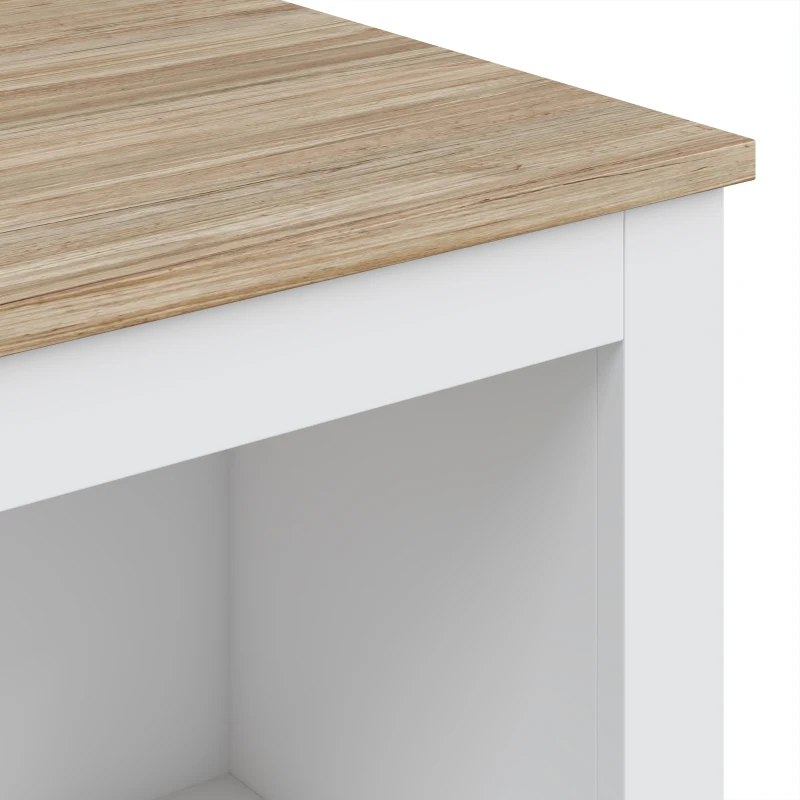 HOMCOM Mesa de Centro Retangular Mesa de Sala Moderna com 4 Compartimentos Abertos 110x55x45,5 cm Carvalho e Branco