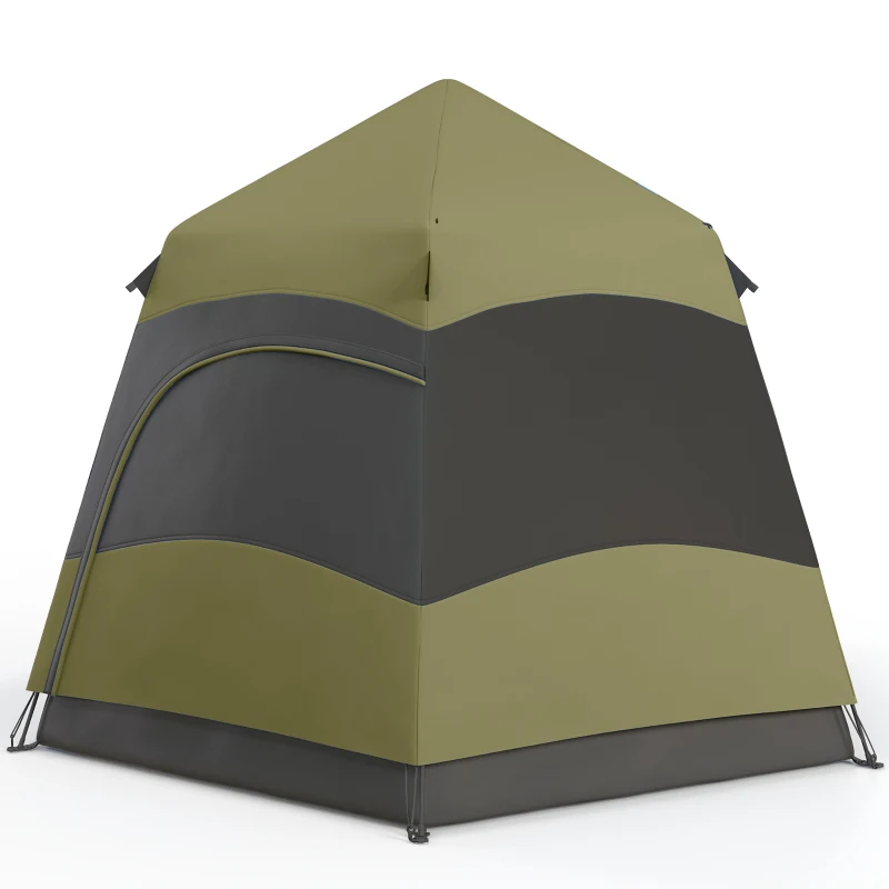 Outsunny 3 Man Instant Pop Up Tent with Rainfly, Portable Camping Shelter with Sewn-in Groundsheet, Carry Ba, Dark Green