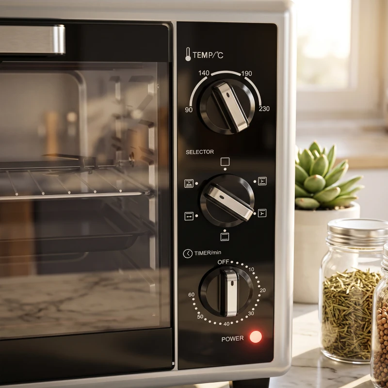 HOMCOM Mini-Four Électrique avec Broche Rotative 32L 1500W, Four à Convection Multifonction, Chaleur Tournante, Minuterie, Noir