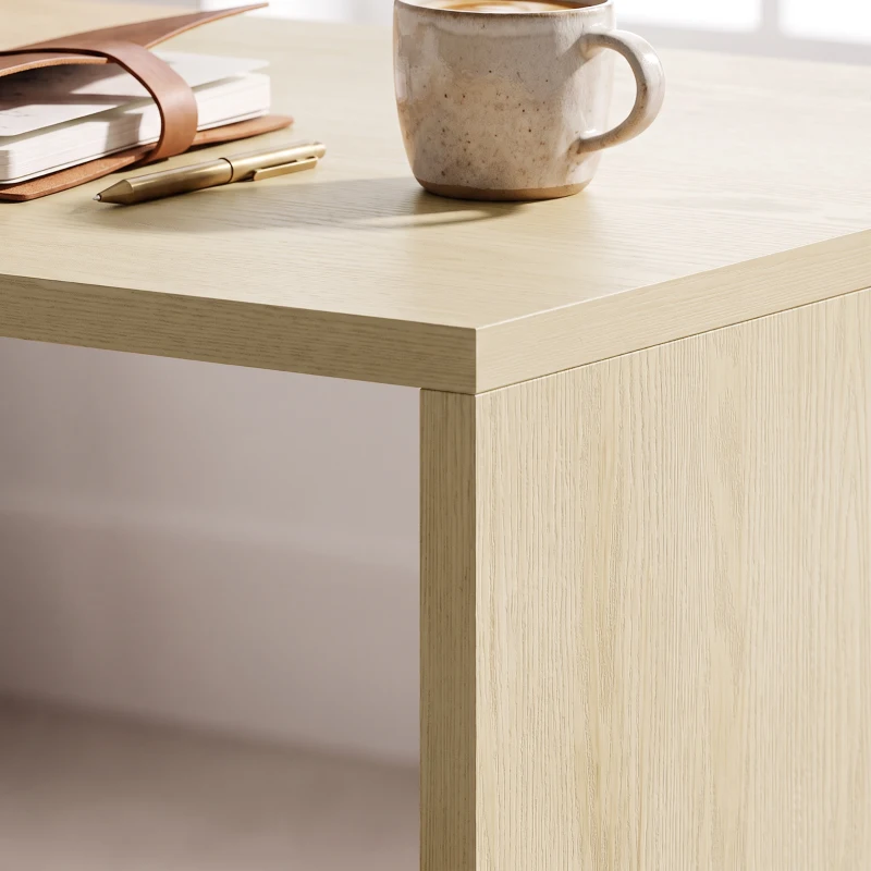 HOMCOM Escritorio para Ordenador, Almacenamiento Reversible, 3 Cajones Frentes Ondulados, Tablero Grueso y Espacioso, 120x50x76cm, Roble