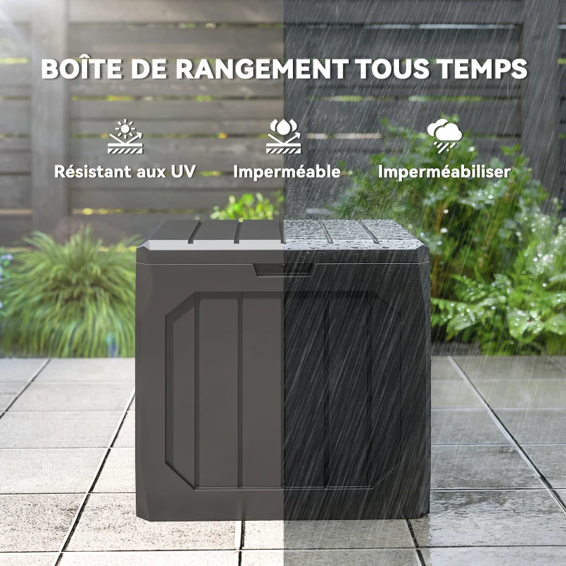 Outsunny Coffre de rangement exterieur 121L, coffre de jardin avec poignées, conteneur étanche, 56 x 45 x 53 cm, noir
