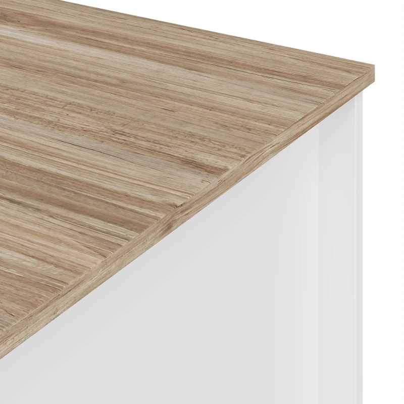 HOMCOM Mesa de Centro Retangular Mesa de Sala Moderna com 4 Compartimentos Abertos 110x55x45,5 cm Carvalho e Branco