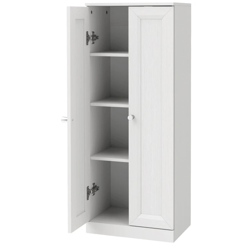 HOMCOM Móvel de Casa de Banho Estreito Móvel de Armazenamento de Pé com 2 Portas e 3 Prateleiras para Sala Quarto Branco