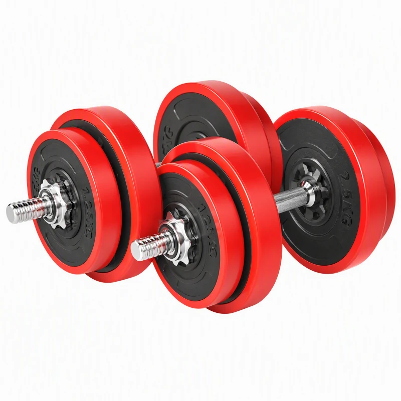 HOMCOM Halterset verstelbaar 20 kg barbell & dumbbell fitness oefening thuis