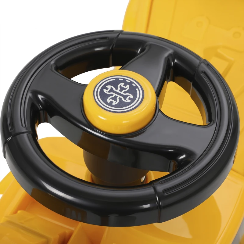 AIYAPLAY Ride On Tractor Digger, Toddler Excavator Toy Car with Adjustable Bucket, Horn, Under Seat Storage for Ages 1-3 Y Yellow