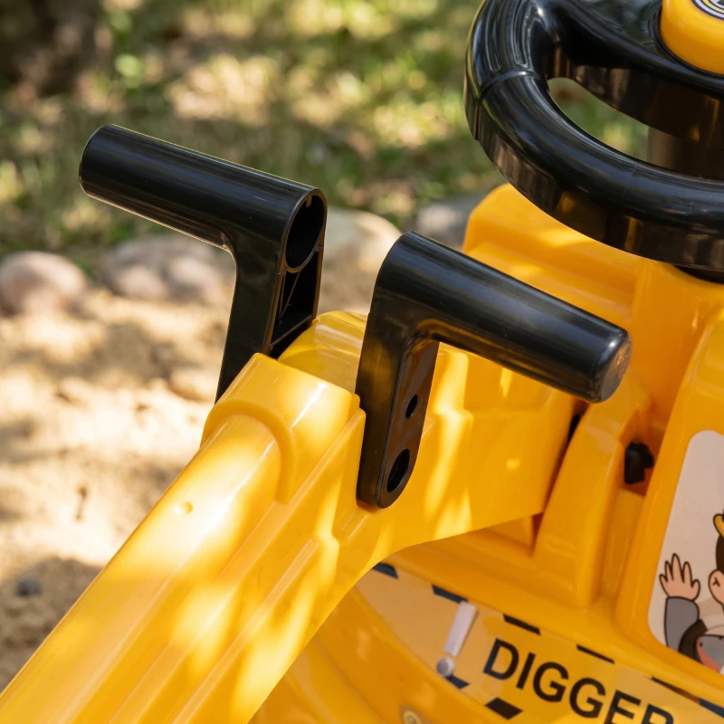 AIYAPLAY Ride On Tractor Digger, Toddler Excavator Toy Car with Adjustable Bucket, Horn, Under Seat Storage for Ages 1-3 Y Yellow