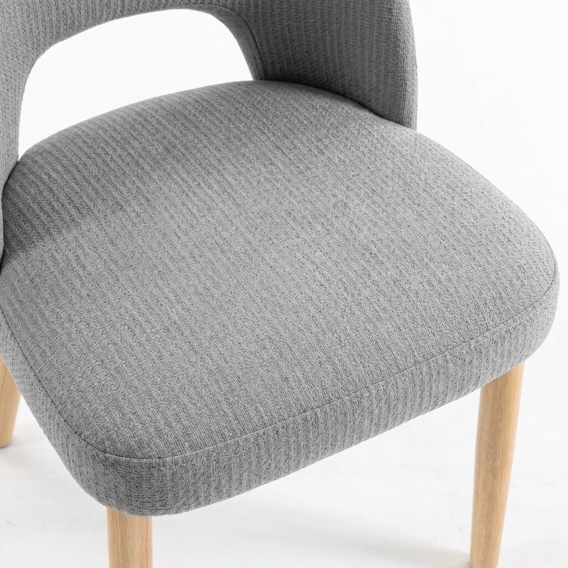 HOMCOM Dining Chairs Set Upholstered Kitchen Chenille Tool Free Assembly Rubberwood Legs, Grey