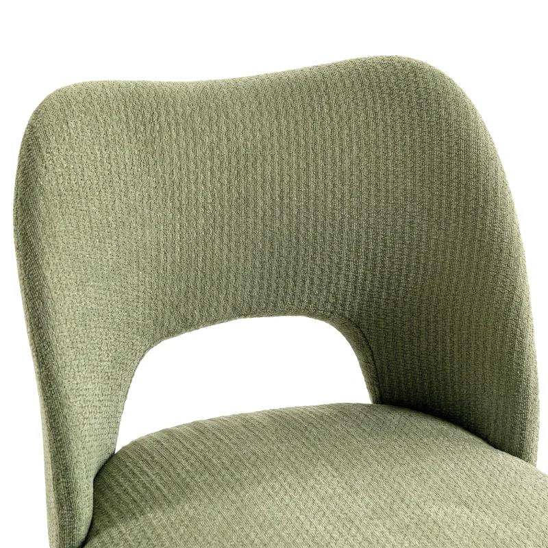 HOMCOM Dining Chairs Set Upholstered Kitchen Chenille Tool Free Assembly Rubberwood Legs, Green