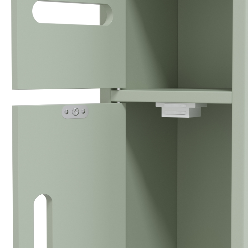 Kleankin Móvel Coluna de Casa de Banho Armário Alto com Prateleiras e Portas 15x17x120 cm Verde Claro