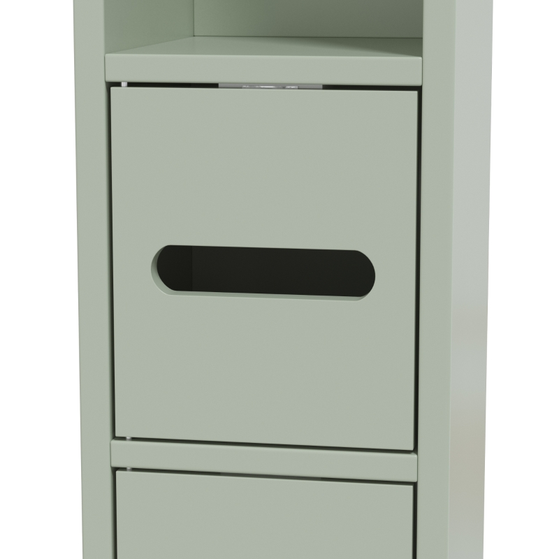 Kleankin Móvel Coluna de Casa de Banho Armário Alto com Prateleiras e Portas 15x17x120 cm Verde Claro