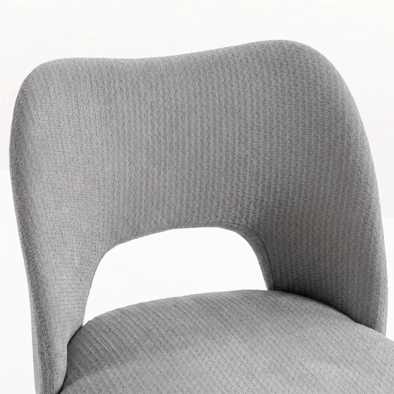HOMCOM Dining Chairs Set Upholstered Kitchen Chenille Tool Free Assembly Rubberwood Legs, Grey